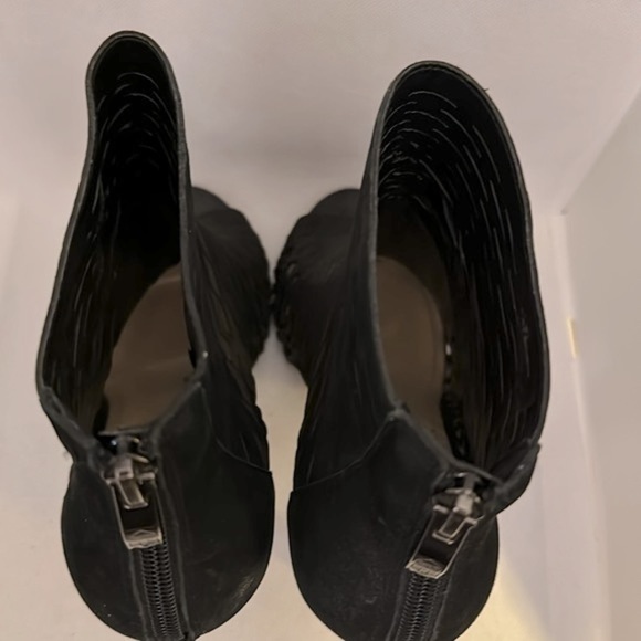Vince Camuto Black Leather Suede Open Toe Booties Size 9.5 - Picture 13 of 16